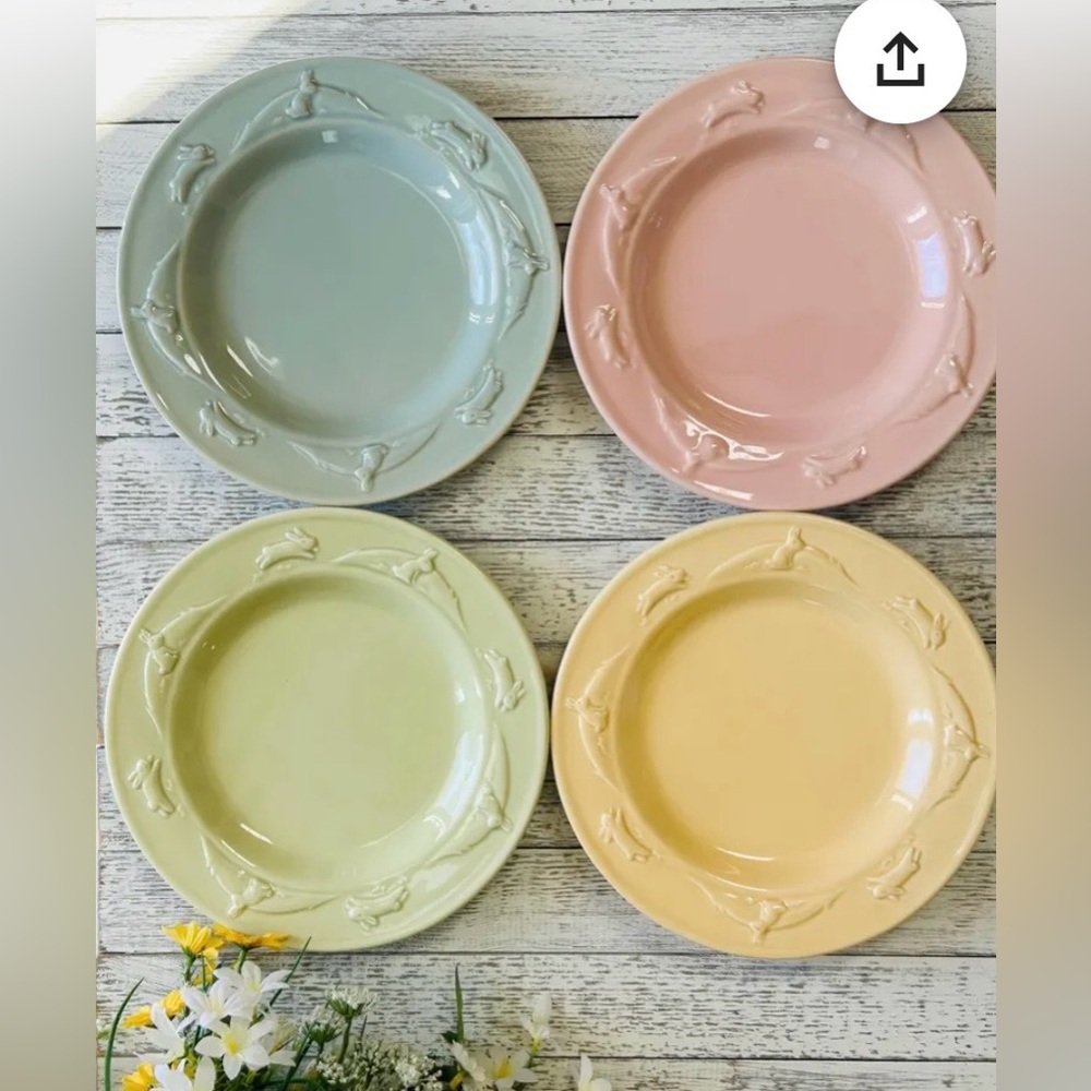 Hallmark Easter Plates - Springtime, Raised Bunny design x4.